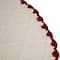 Glitzhome® 52" Knitted White Christmas Tree Skirt with Red Trim & Pom Pom